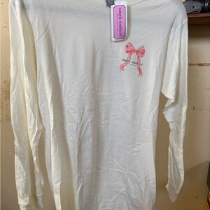 Simply Southern Cream Long Sleeve Tee with Pink Bow Graphic